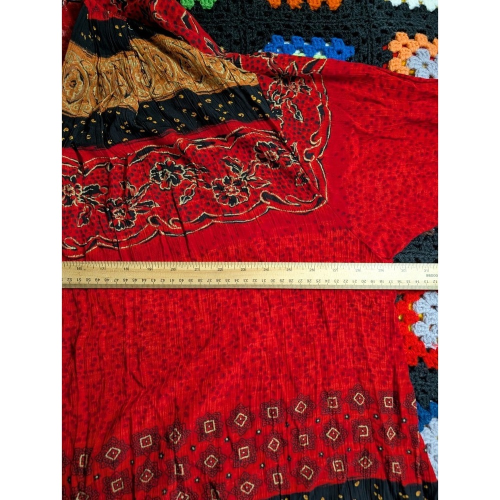 Sharon Anthony Womens Size 20W Cardigan & Skirt 16W Crinkle Gauzy Boho Red Artsy - Picture 4 of 16